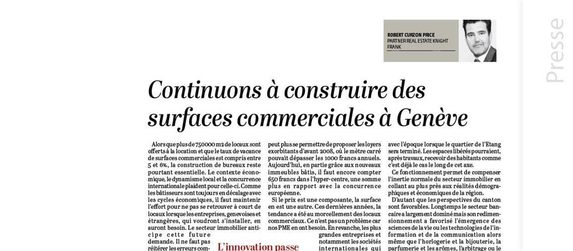 LE TEMPS - continuons à construire des surfaces commerciales à Genève